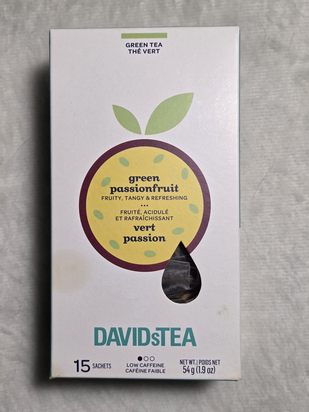 DAVIDsTEA Green Passionfruit Green Tea Sachets 15 Pack SEALED